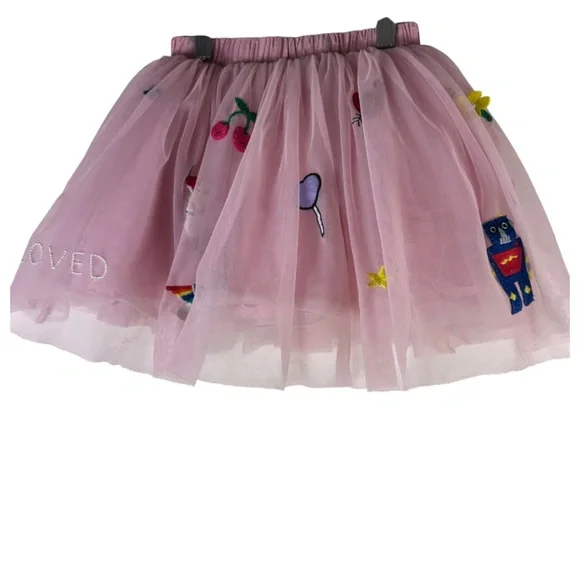 Hanna Andersson Tulle Skirt Tutu Girls Sz 5 5T (110) Pink Embroidered Heart - Picture 2 of 7